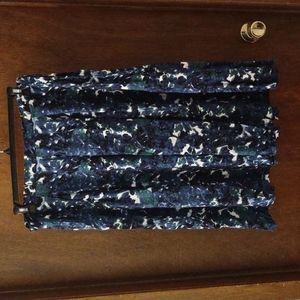 Gap XL Midi Skirt abstract flower print blue, green & white